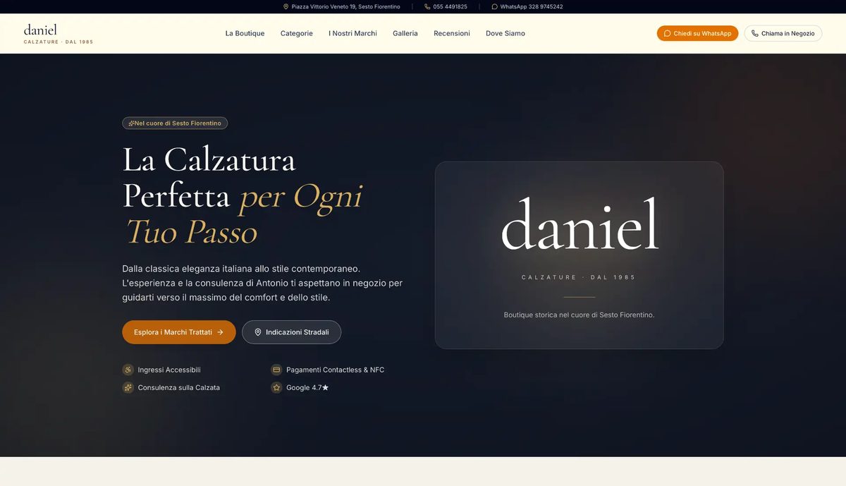 Home page del sito Daniel Calzature, boutique di calzature a Sesto Fiorentino
