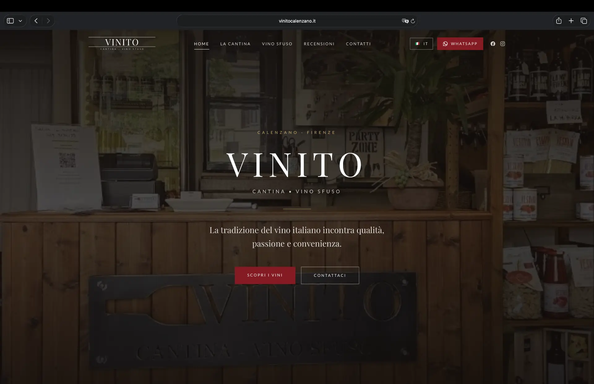 Sito web Vinito, cantina e vino sfuso a Calenzano, provincia di Firenze