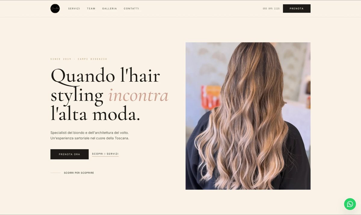 Home page del sito Simone Amodeo Hairstyle, salone a Campi Bisenzio